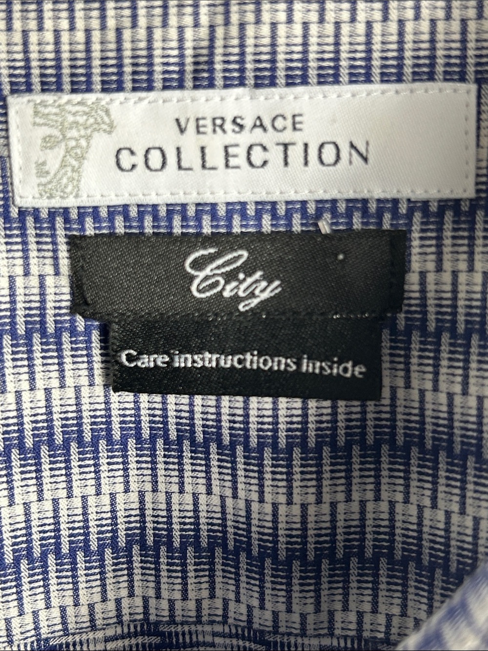 Versace Collection City Fit Men’s Size US Large EU 44 Blue Button Dress Shirt - Picture 6 of 11